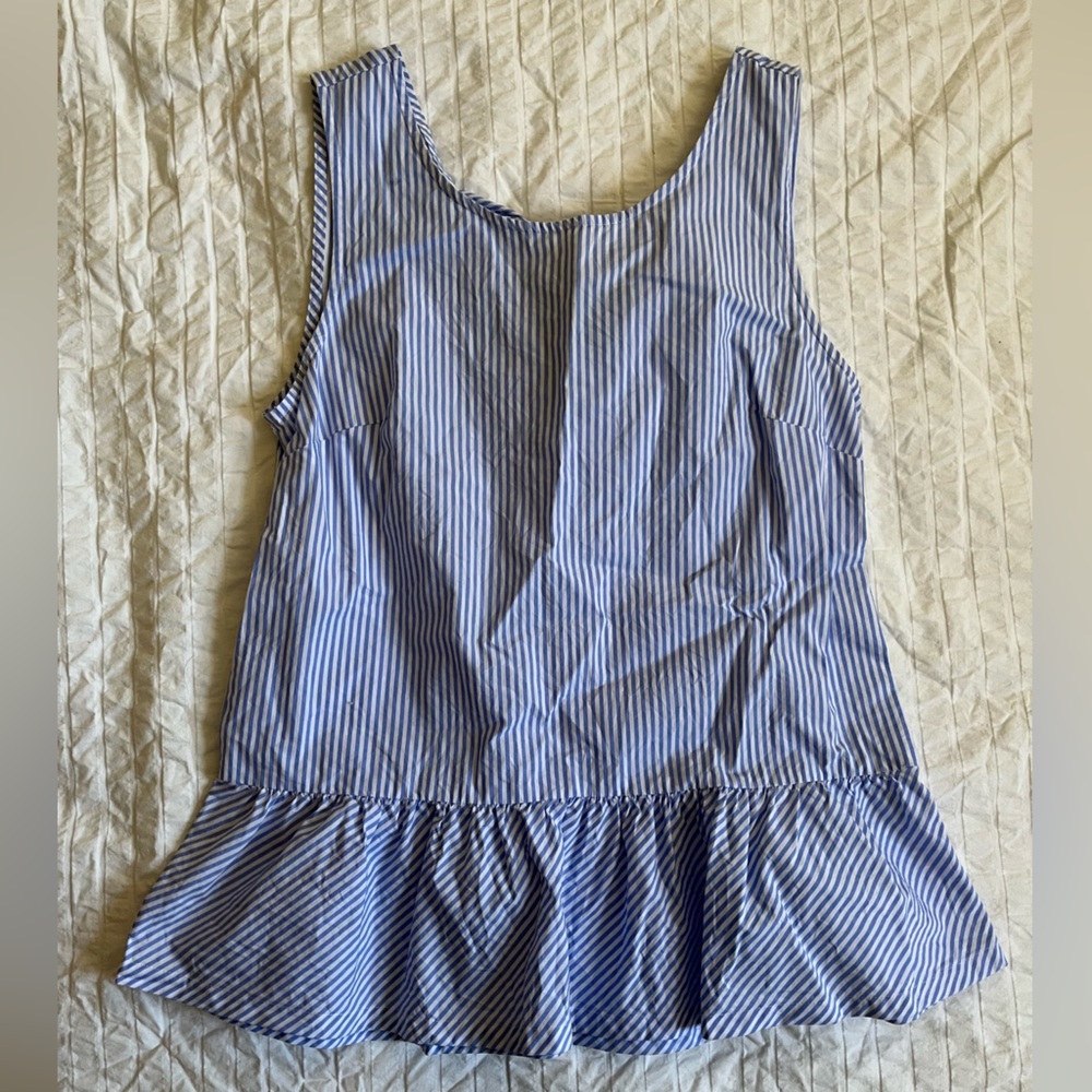 JCrew peplum cotton blue tank